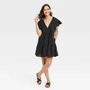 Universal Thread Black Tiered V-Neck Mini Dress